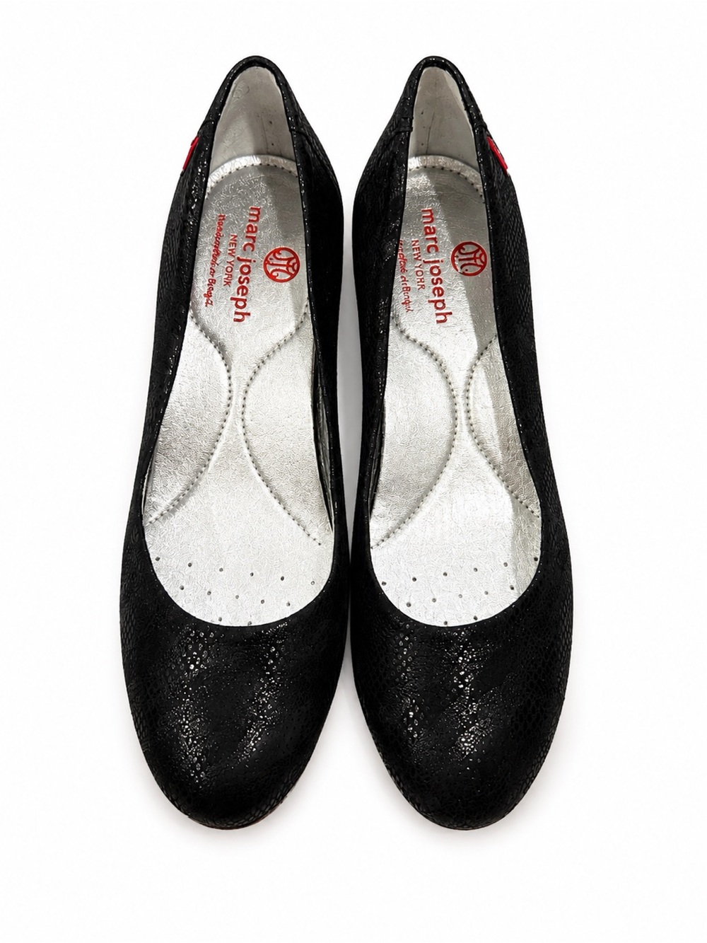 Marc Joseph Black Textured Round-Toe Ballet Flats